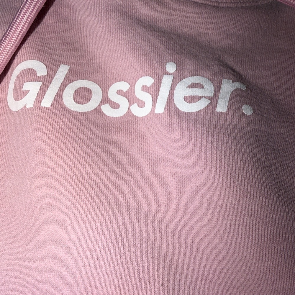 Glossier Original Pink Hoodie Sz M Long Sleeve‎  Make Up Skin Care - Picture 3 of 11